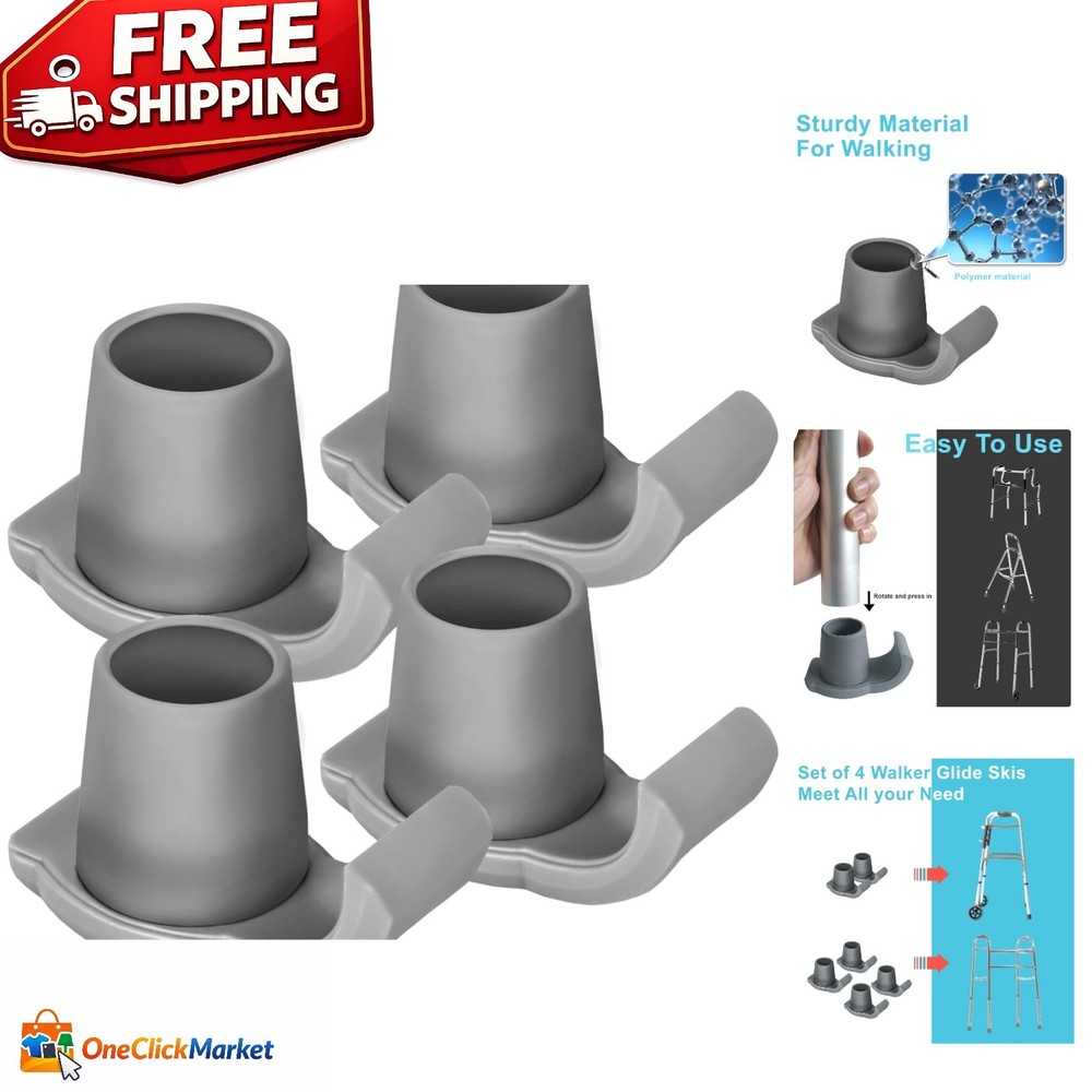 Universal Walker Ski Glides - 4 Pack for All Flooring Types & Enhanced Stability