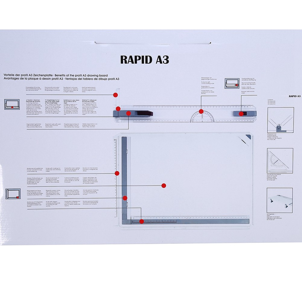 Hot A3 Drawing Board Portable Drafting Kit Table With Ruler UTS