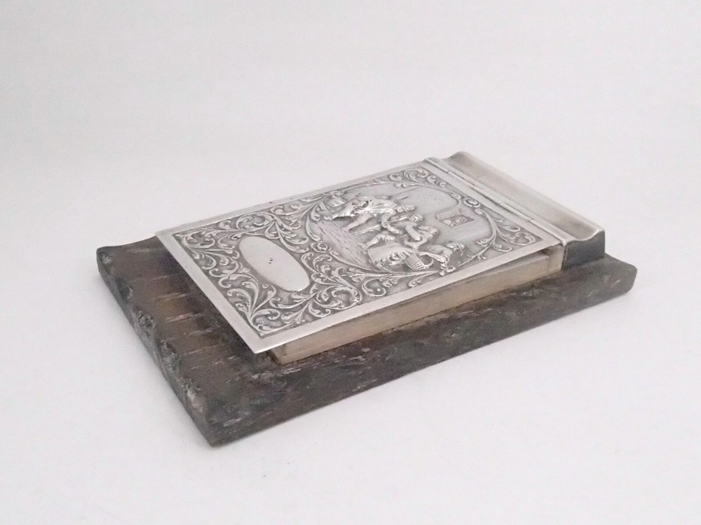 SOLID SILVER NOTEBOOK NETHERLANDS DUTCH SILVER ERA 19TH CENTURY AND WOOD