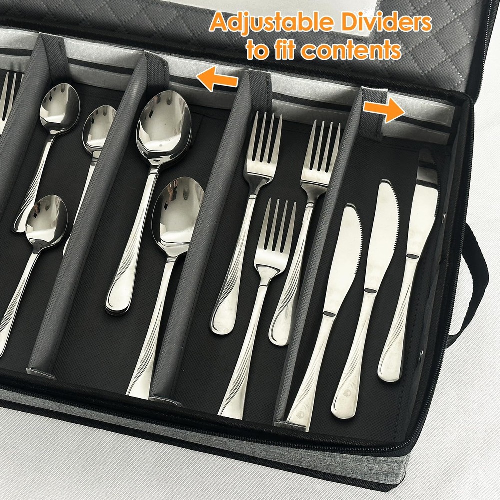 VERONLY 2 Pack Flatware Utensil Storage - Sturdy Silverware Storage Box with Div