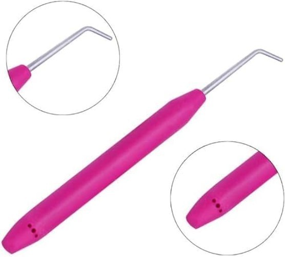 Versatile 2pc Knitting Loom Hook Set with Ergonomic Rubber Handles - Pink & Blue