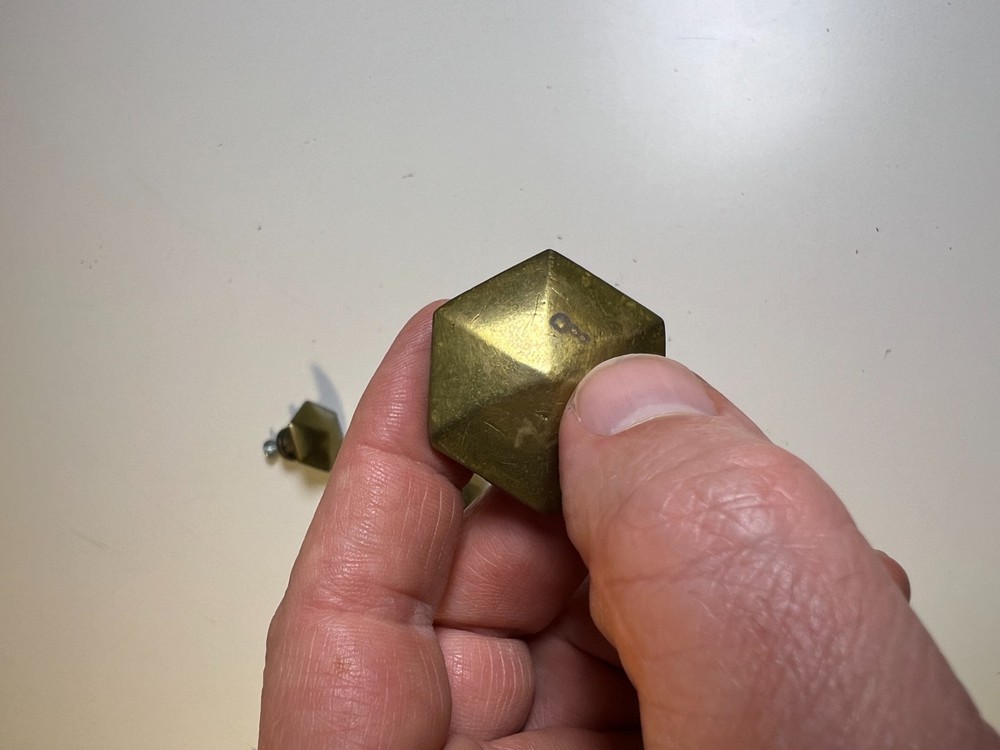 Vintage Mid Century Modern MCM Solid Brass Faceted Hex Drawer Pulls Knobs Set 8