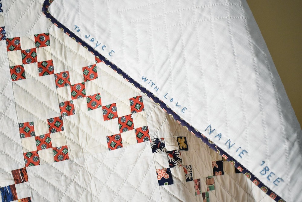 Vintage Double Nine Patch Antique Quilt, Mint Condition ~Signed & Dated "1964"!