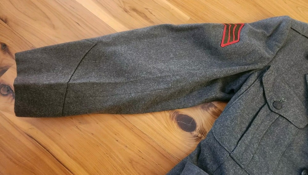1950s USMC Sergeant Uniform, Green Wool Jacket/Pants/Belt, EUC