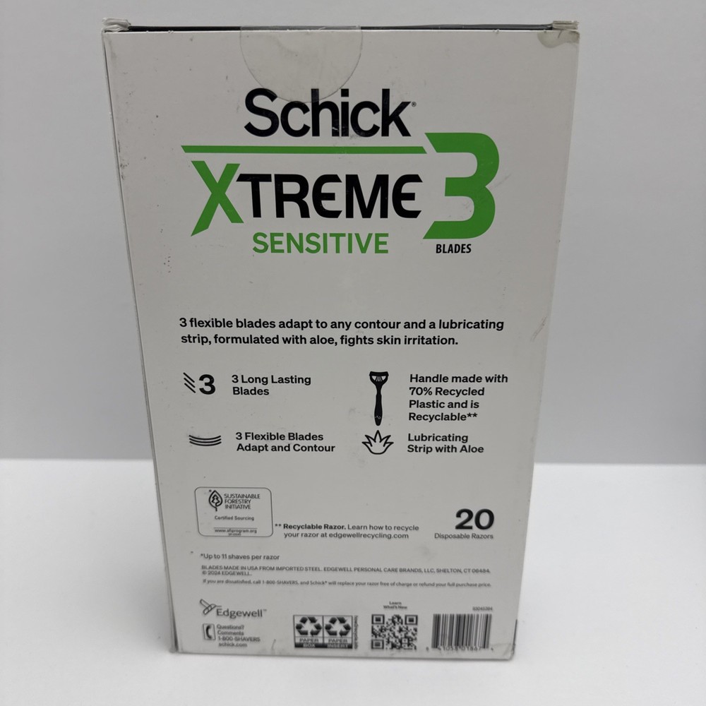 Schick Xtreme3 Sensitive Disposable Razors for Men 20 Ct