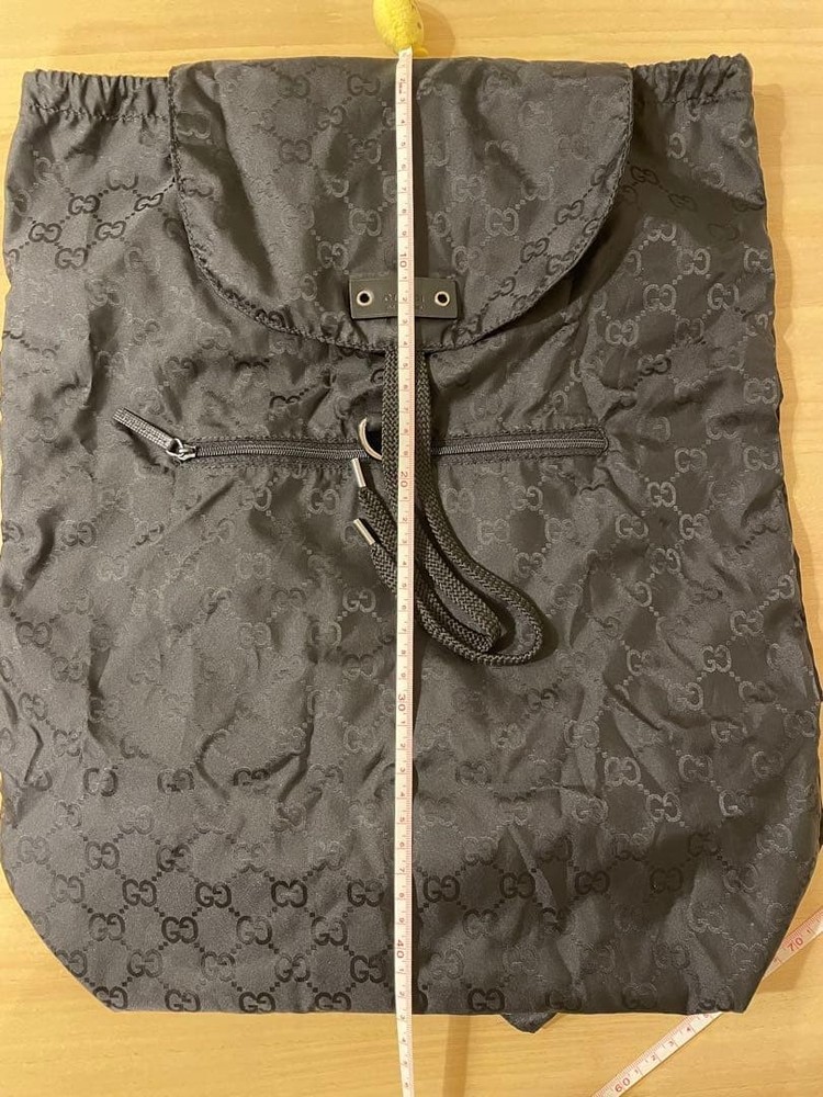 Gucci GG Patterned Nylon Backpack Day Pack Black GC0426145