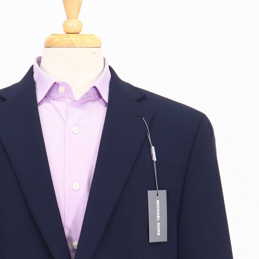 Michael Kors 44R Navy Sport Coat Blazer Jacket Solid 2-Button Wool