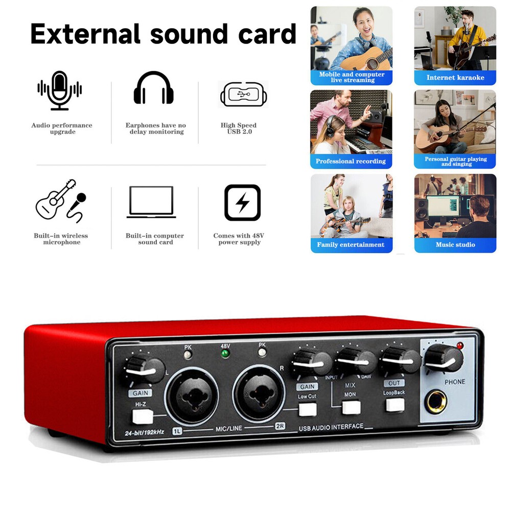 USB Audio Interface Professional Sound Card for Studio Singing Recording