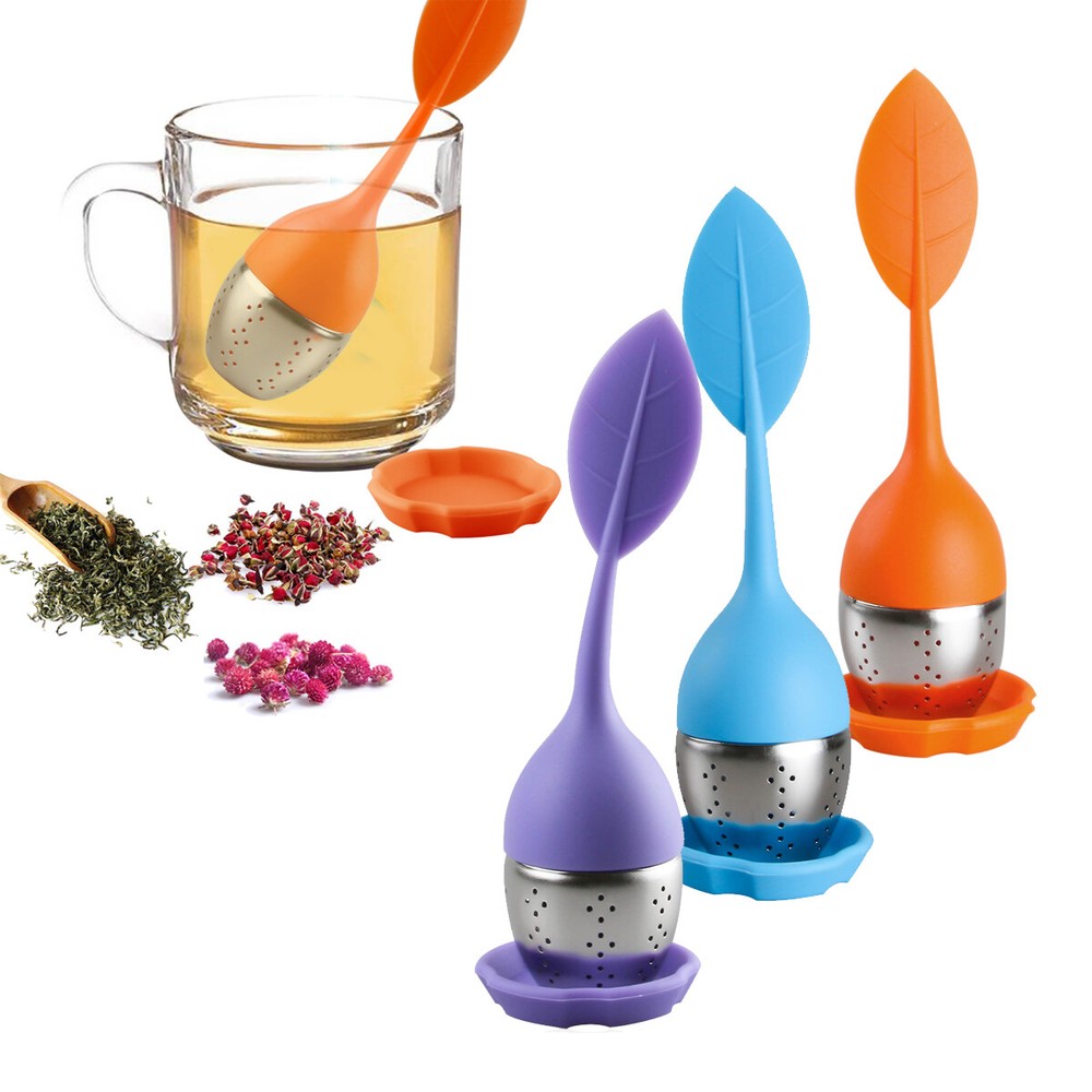 3Pcs Tea Infuser Loose Leaf Silicone Stainless Herbal Spice Tea Filter Diffuser