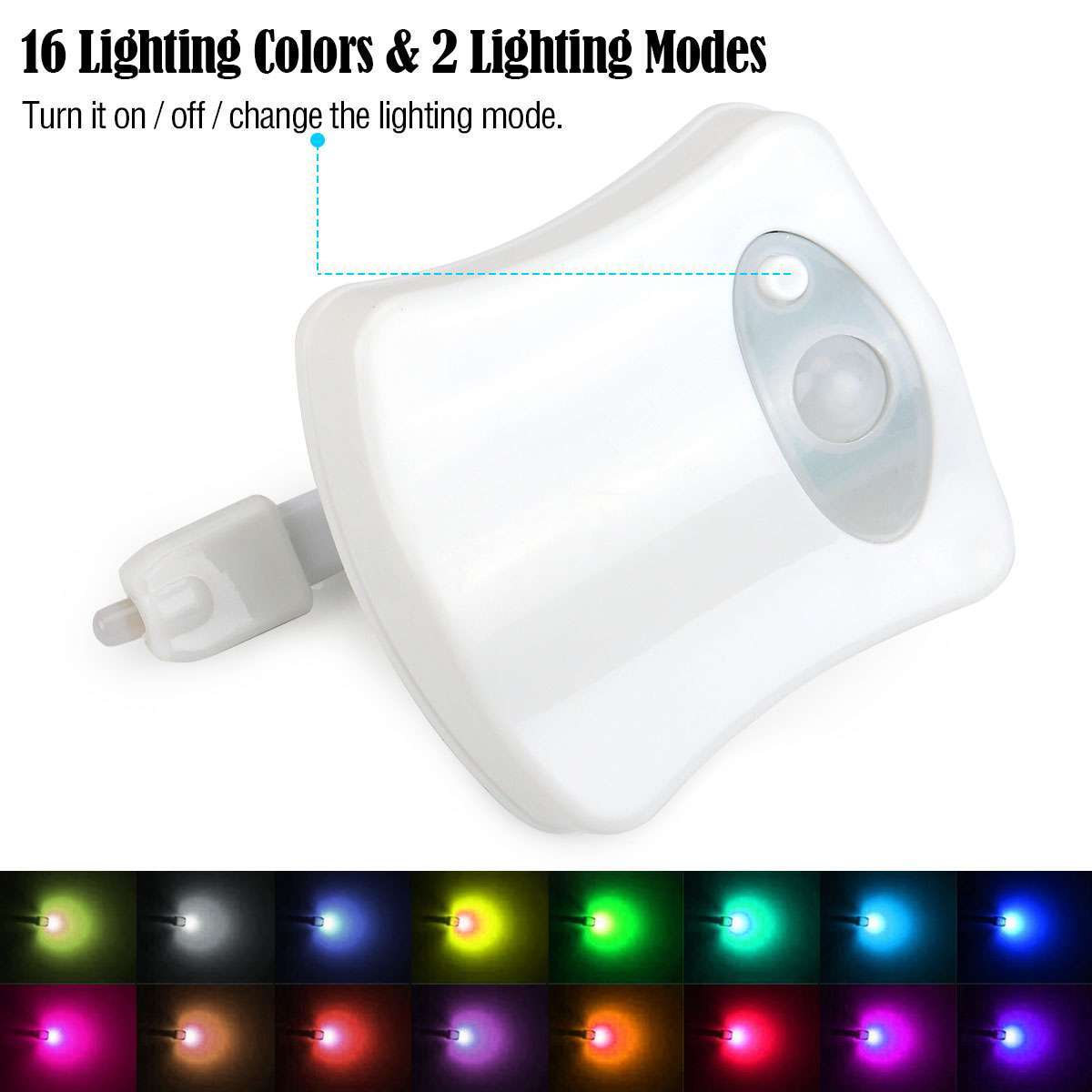 4Pcs Toilet Night Light 16 Color LED Motion Activated Sensor Bathroom Bowl Seat