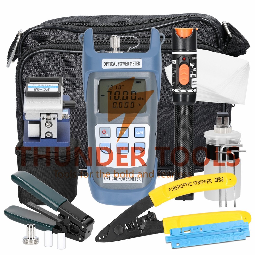 Thunder Tools Fiber Optic FTTH Tool Kit Optical Power Meter Fiber Cleaver