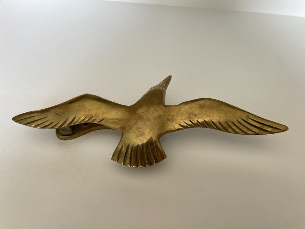Vintage Solid Brass Seagull Door Knocker 11" Coast Ocean Decor
