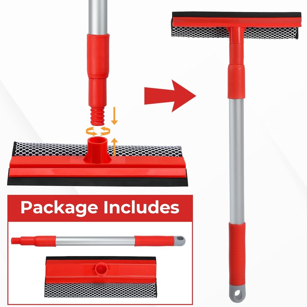MAVRIZ Windshield Cleaner Tool 2 in 1 Car Window Squeegee with Extendable Han...