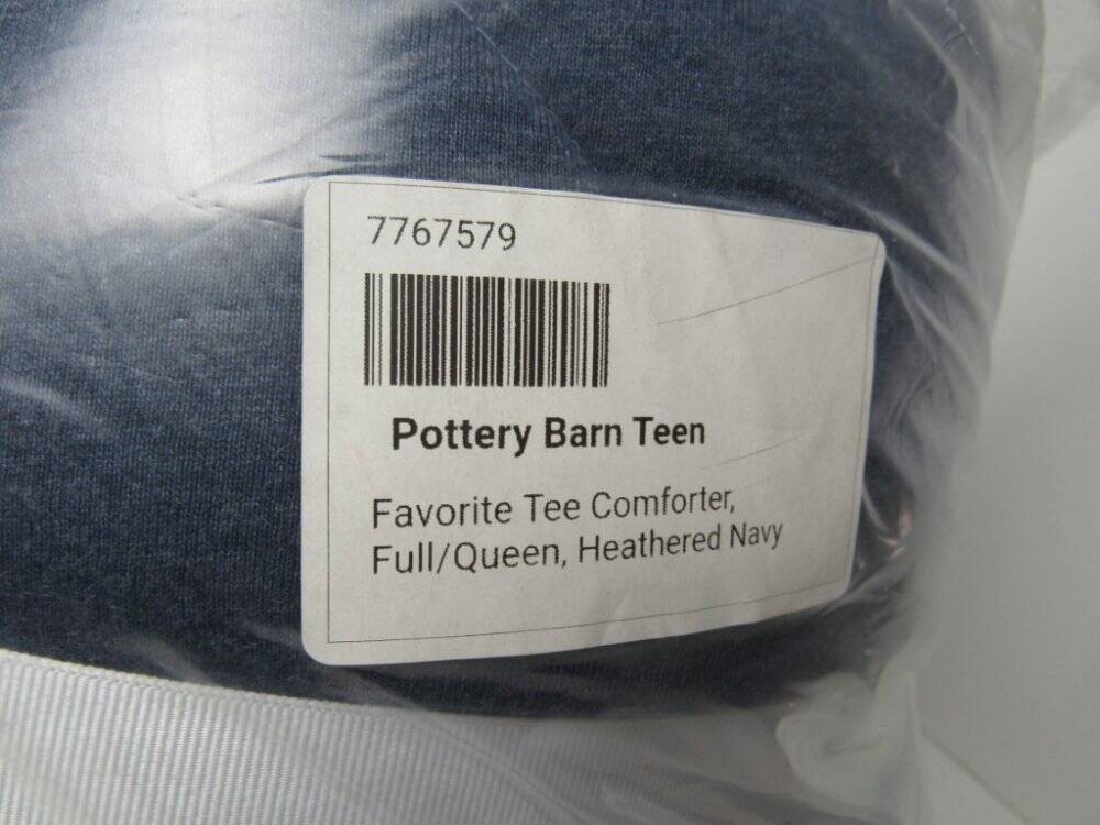 Pottery Barn Teen Favorite Tee Comforter, Full Queen 86/86 Heathered Navy New