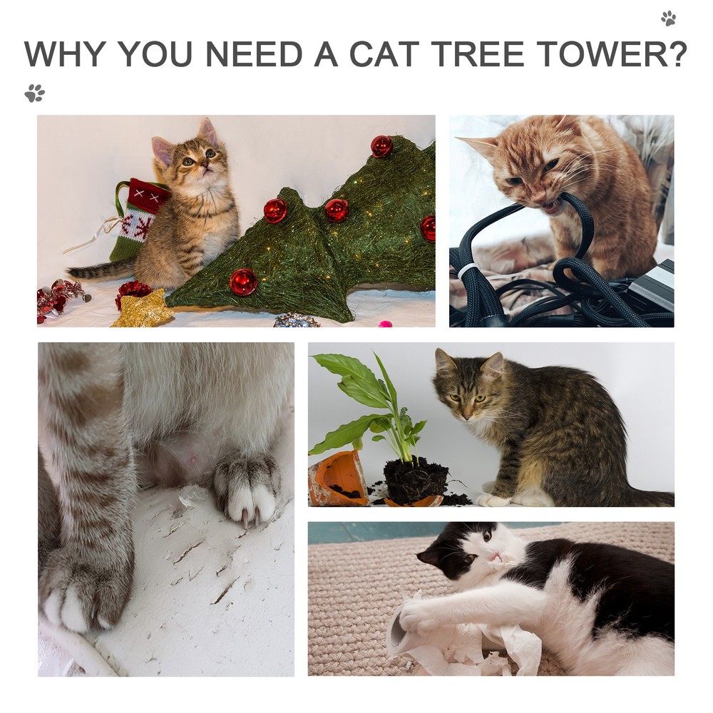 102" Adjustable Height Floor to Ceiling Cat Tree, 5 Level Cat Tower with Posts