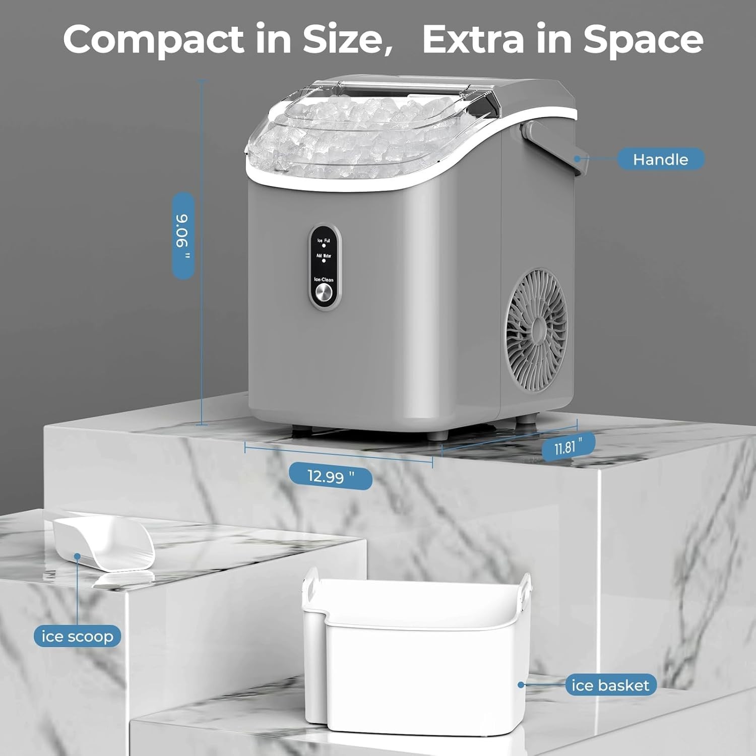 Nugget Ice Maker Countertop, 35.5Lbs/24Hrs Chewable Sonic Ice Machine