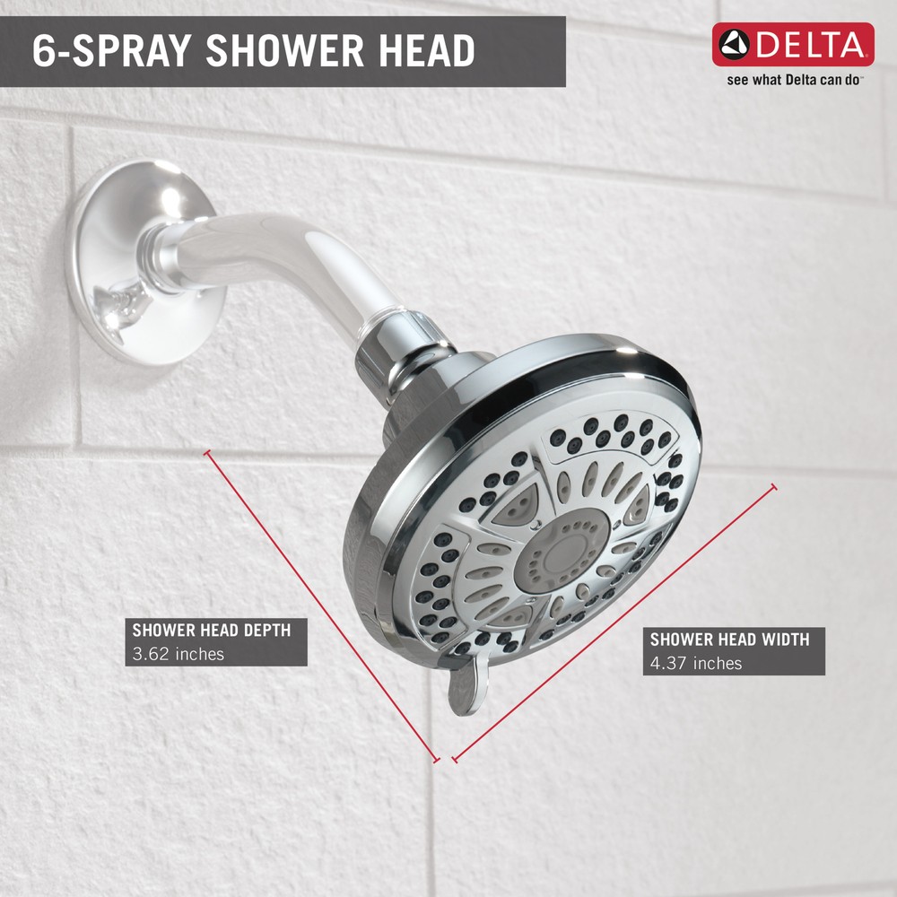 Delta 6-Setting Shower Head in Chrome - Certified Refurbished