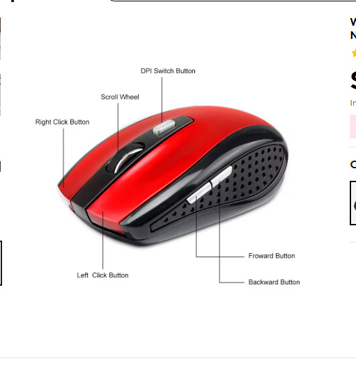 2.4GHz Wireless Optical Mouse Mice USB Receiver For PC Laptop Computer DPI Block