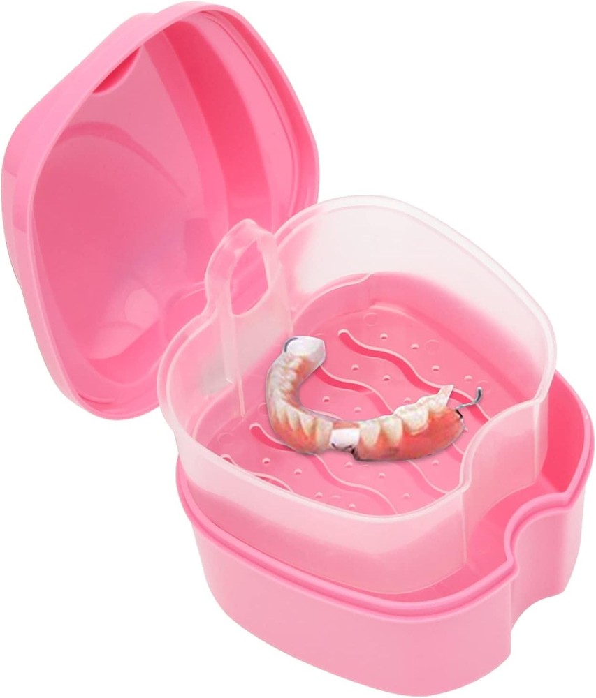 Denture Case, Denture Cup with Strainer, Denture Bath Box False