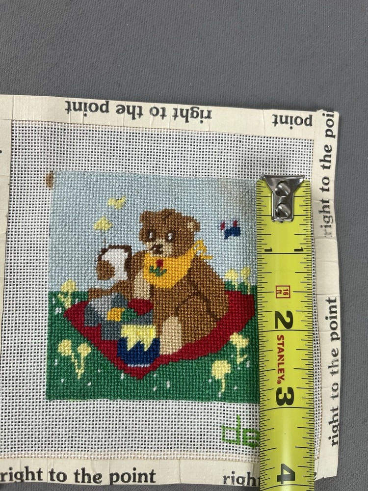 Dede Hand Painted Needlepoint Canvas *Completed* Bear Picknick