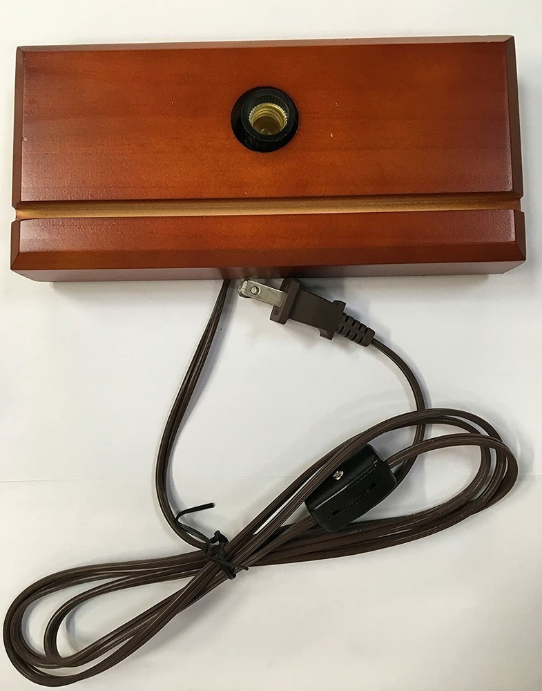 Cherry Fan Rectangle Lamp Base w/Cord and Socket Set