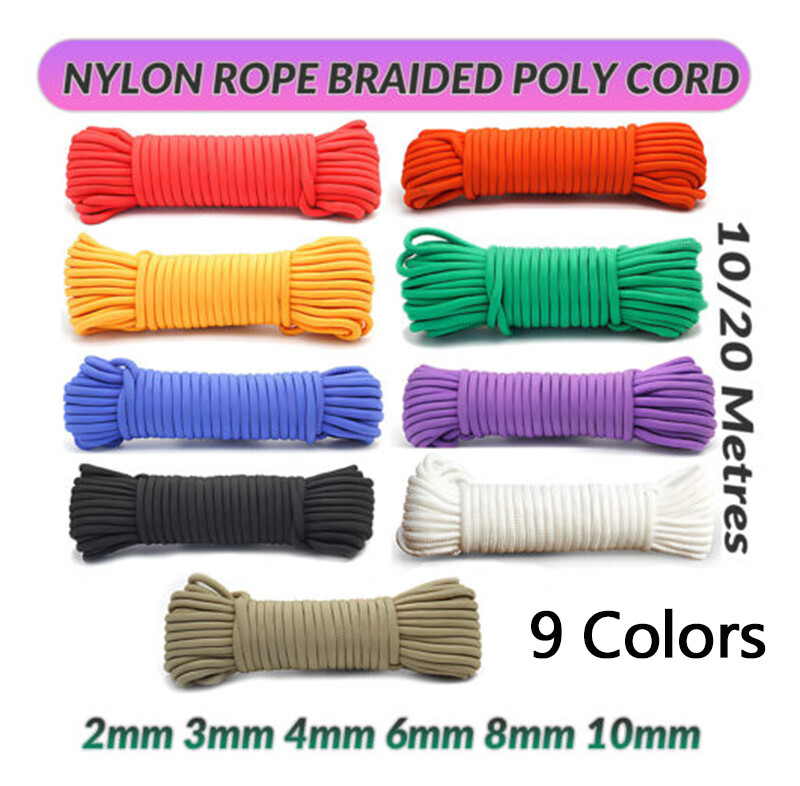 Nylon Rope Braided Polypropylene Poly Cord Strong String Boating Camping Sailing