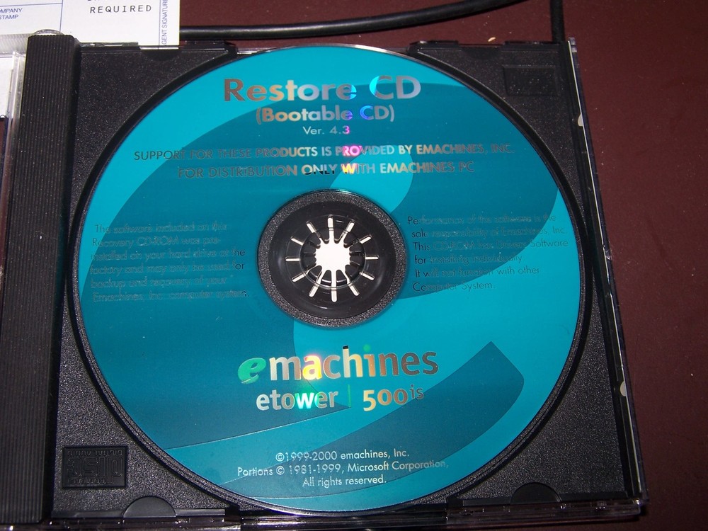 emachines Ver 4.3 Restore CD (Bootable CD) 1999-2000