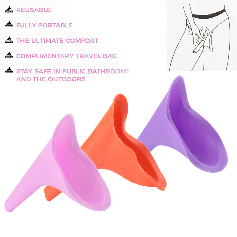 3xReusable Silicone Portable Urinal Women Female Travel Camping Stand Pee Device
