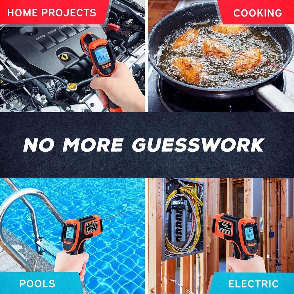 Infrared Thermometer Gun Digital Surface Temp Reader for Grill Oven Engine