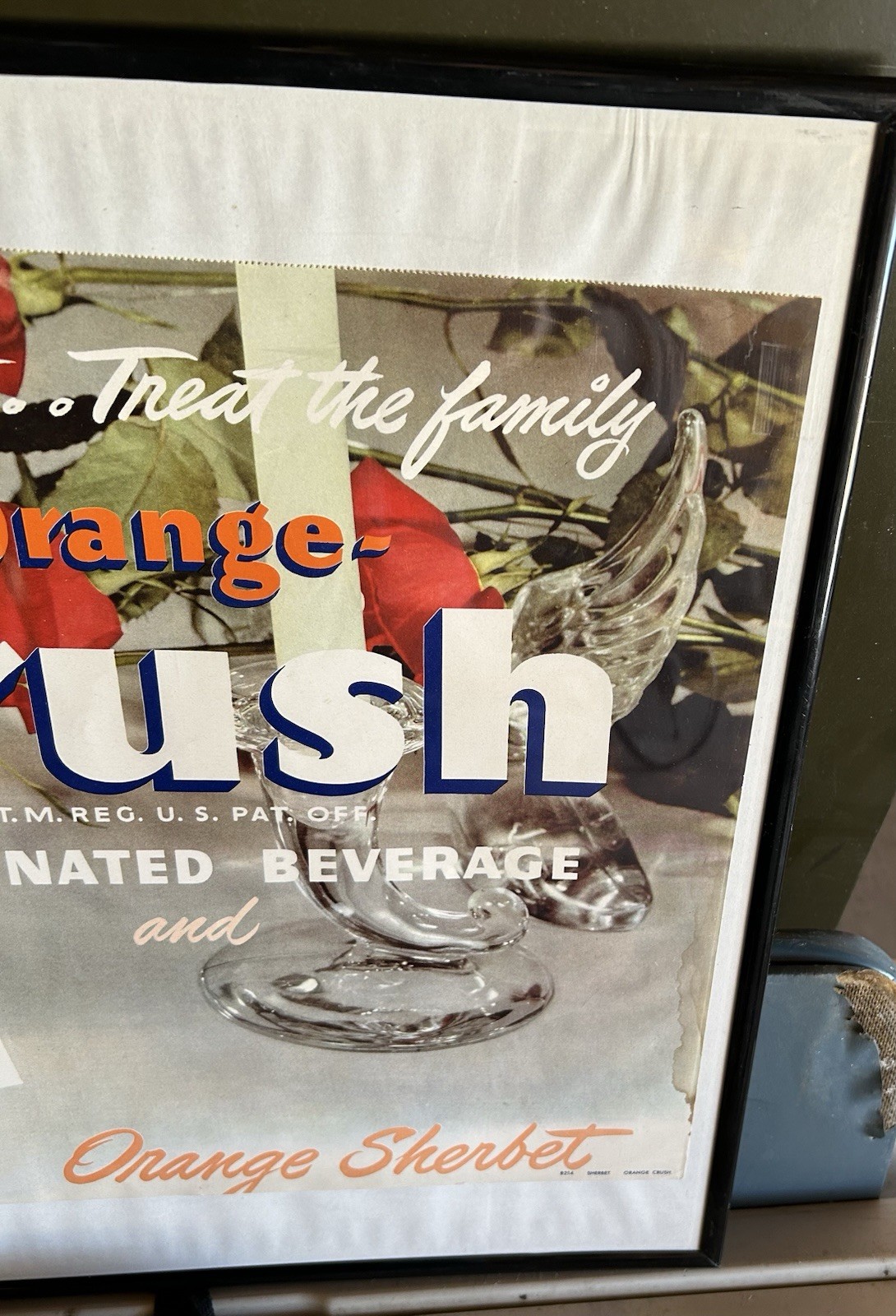 1940s Paper Orange Crush Sign