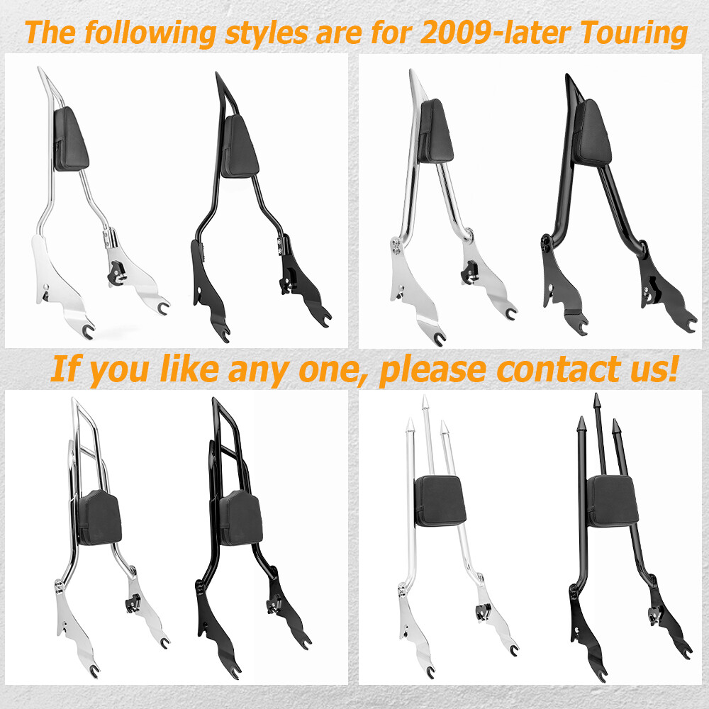 27" Black Backrest Sissy Bar & Stealth Rack For 09-24 Harley Road Street Glide