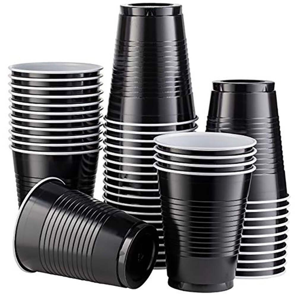 Disposable 18oz Black Plastic Cups: 4CT