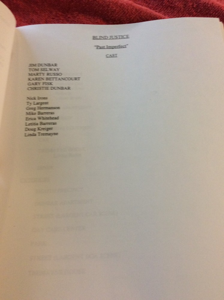 ORIGINAL SCRIPT BLIND JUSTICE PAST IMPERFECT STEVEN BOCHCO RON ELDARD NICHOLS