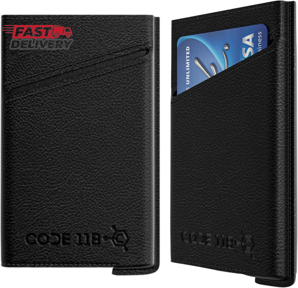CODE 118 Leather Carrying Case - Slim Minimalist Wallet Case for Men - Compact C
