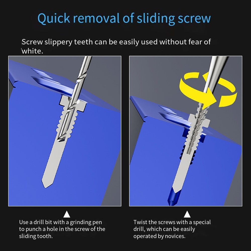 U8 Drill Bit Set for Removing Sliding Thread Screws on Electronic Devices