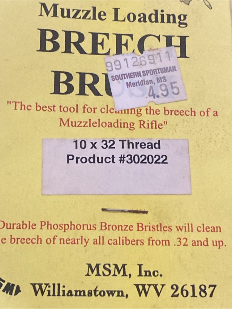 2 Breech Brush 10-32 Cleaning All Calibers Flintlock Percussion Muzzleloader