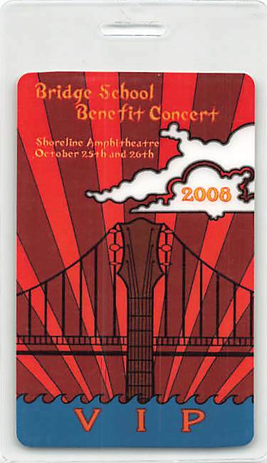 22nd Annual Bridge School Benefit Backstage Pass Mountain View 2008 Red VIP L...