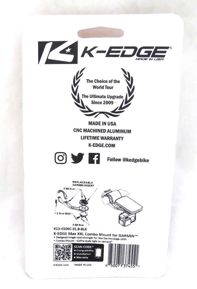 K-Edge Garmin Max XXL Combo Mount - 31.8, Black