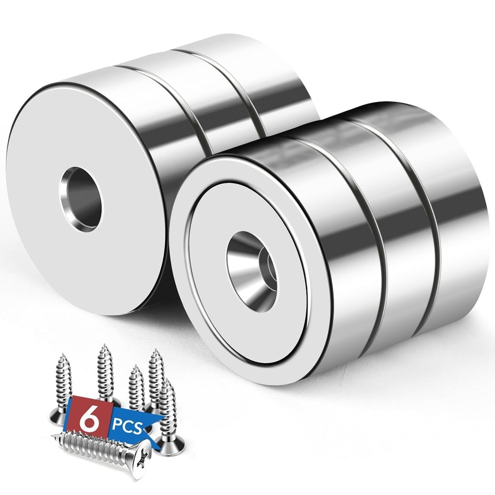 Versatile 6-Pack Neodymium Magnets - 20LBS Pull Force for Cabinets & More