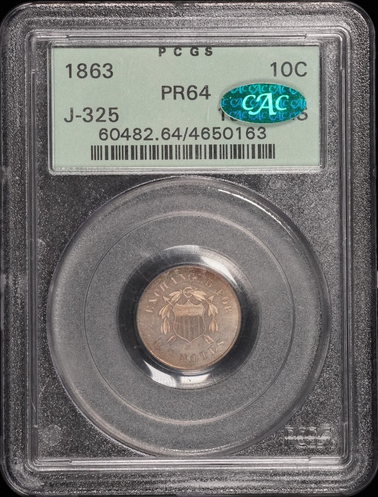 1863 Pattern 10c Judd-325 PCGS PR64 CAC OGH - Postage Currency - R6