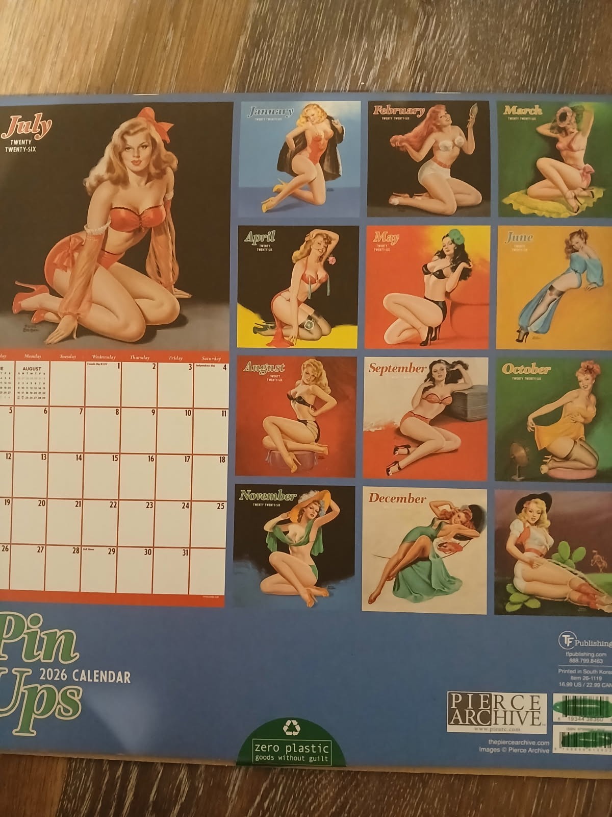 Prison Pinup Vintage Style 2026 Calendar & Alcatraz Key/Badge Set in Shadow Box