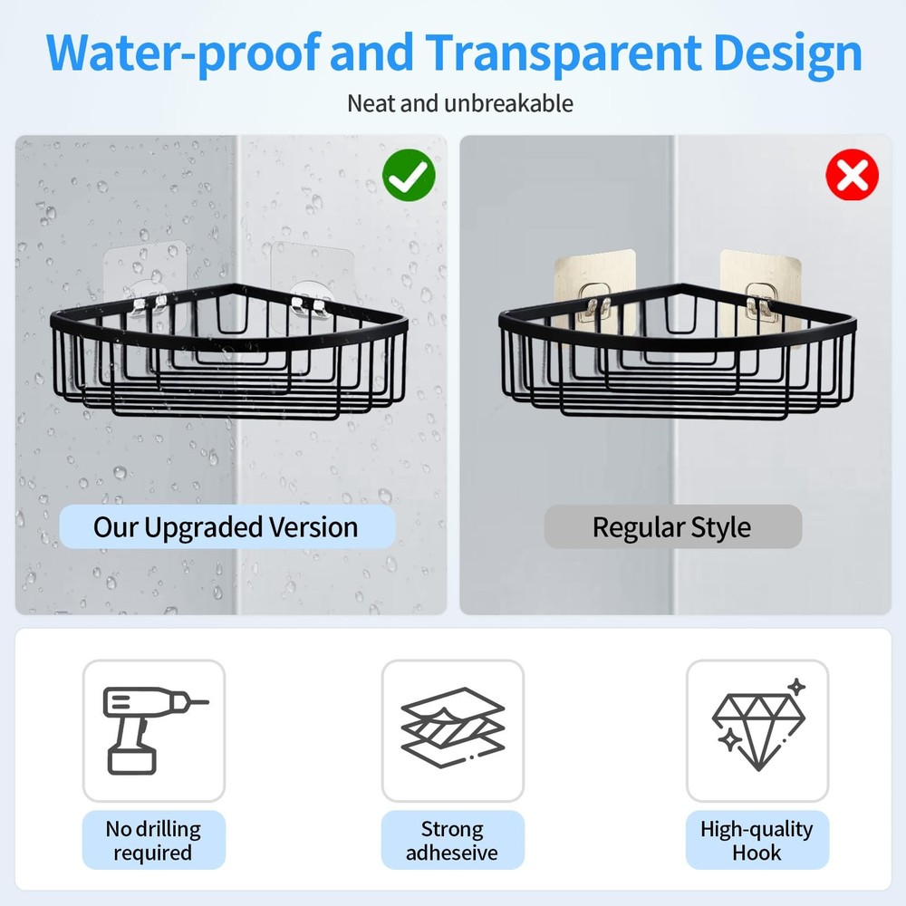 Shower Caddy Adhesive Hooks Strips Replacement 6PC Strong Waterproof GEN IV