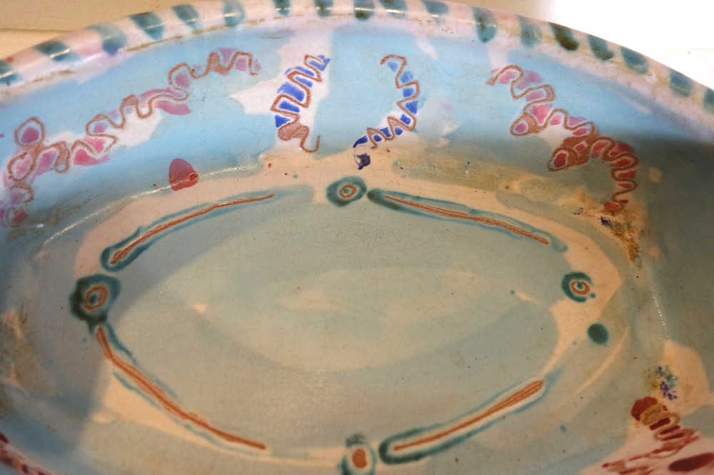 Fascinating Studio Serving Ceramic Tray Artist signed L.Waits