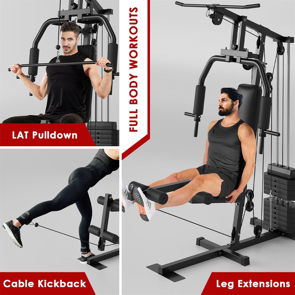 Home Gym Machine System with 100LBS Weight Stack Multifunctional Weight Machine