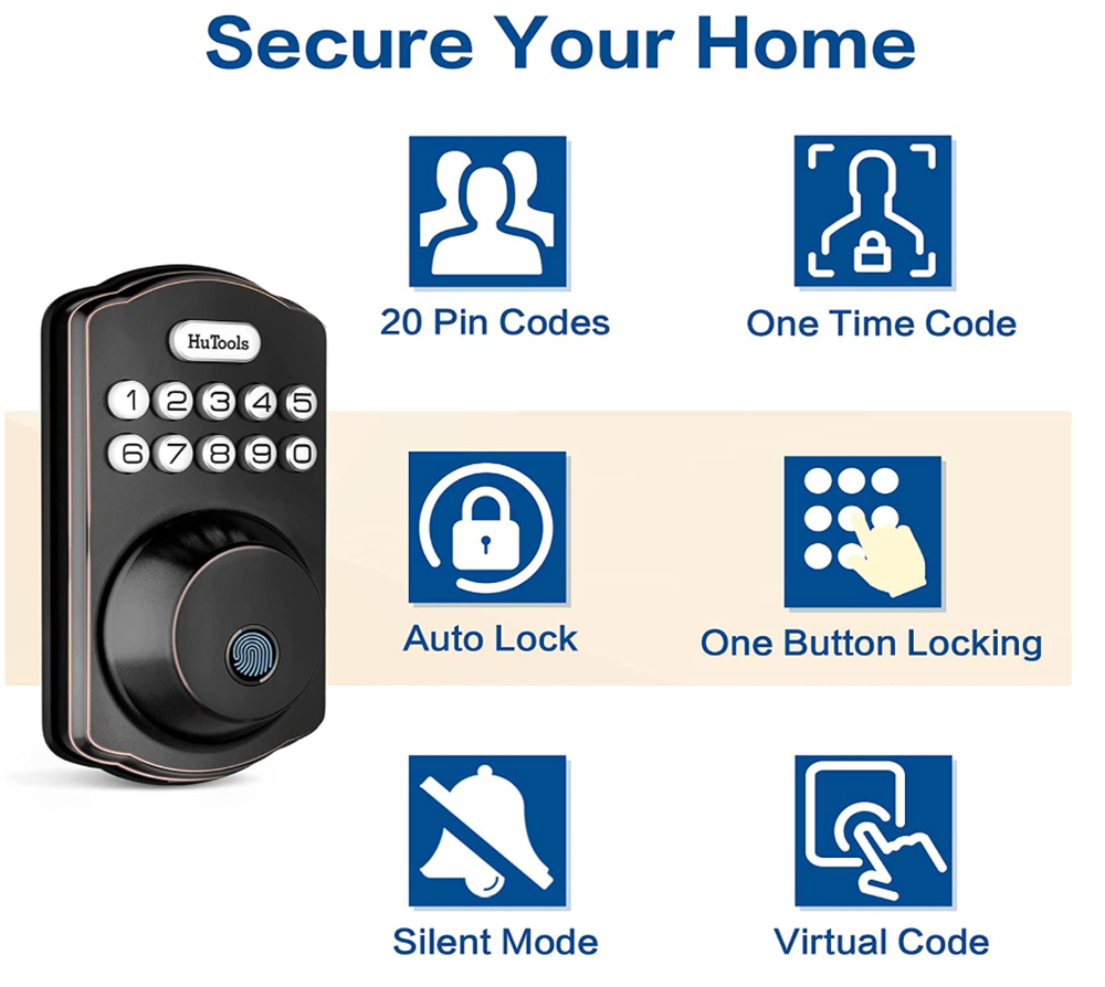 HuTools Fingerprint Deadbolt KS02 Oil Rubbed Bronze