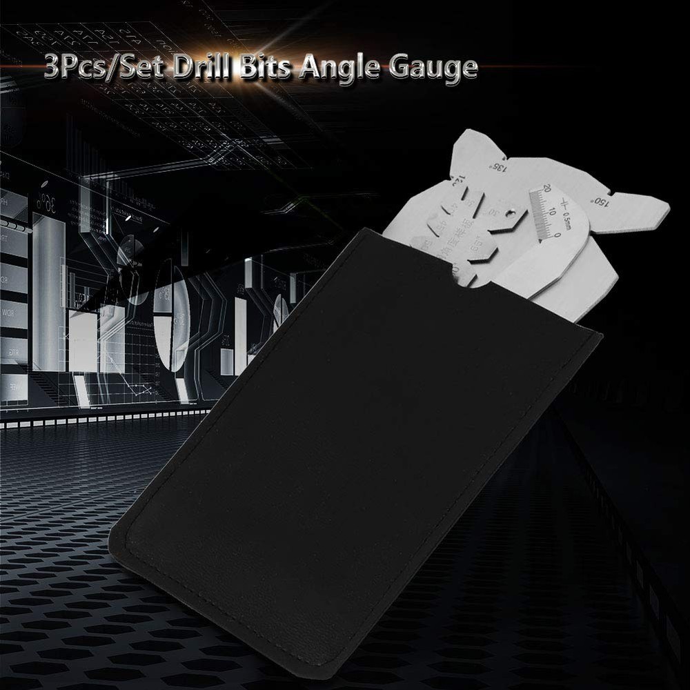 Drill Gauge, 3Pcs Drill Bits Angle Gauge Set Dirll Sharpener Tools S/S Angle ...