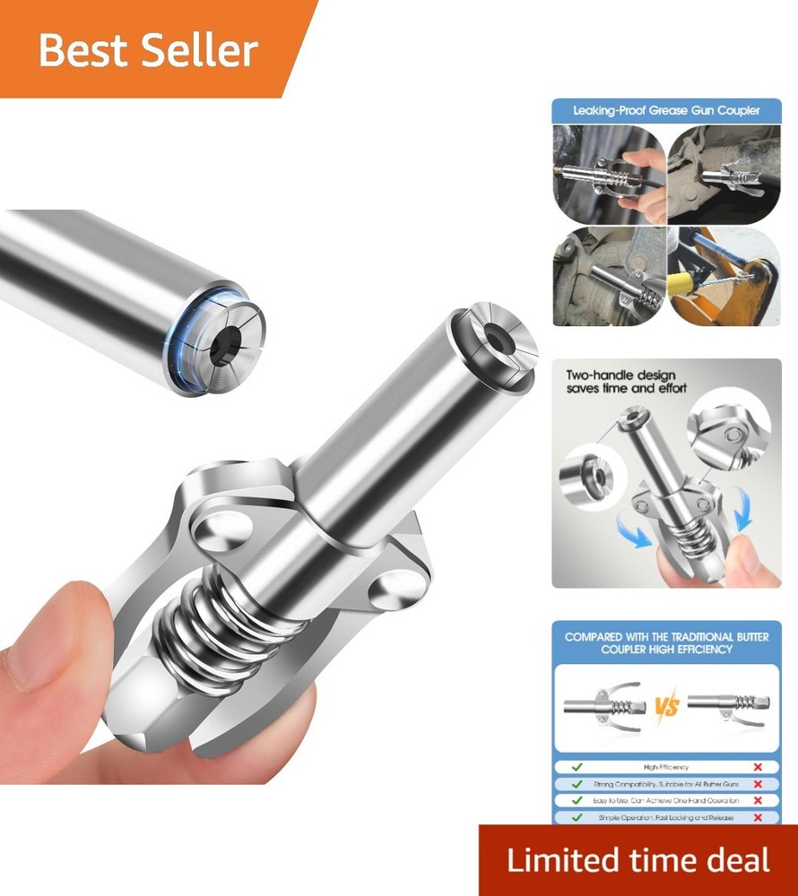 Durable Carbon Steel High-Pressure Grease Gun Coupler - Compact & Efficient