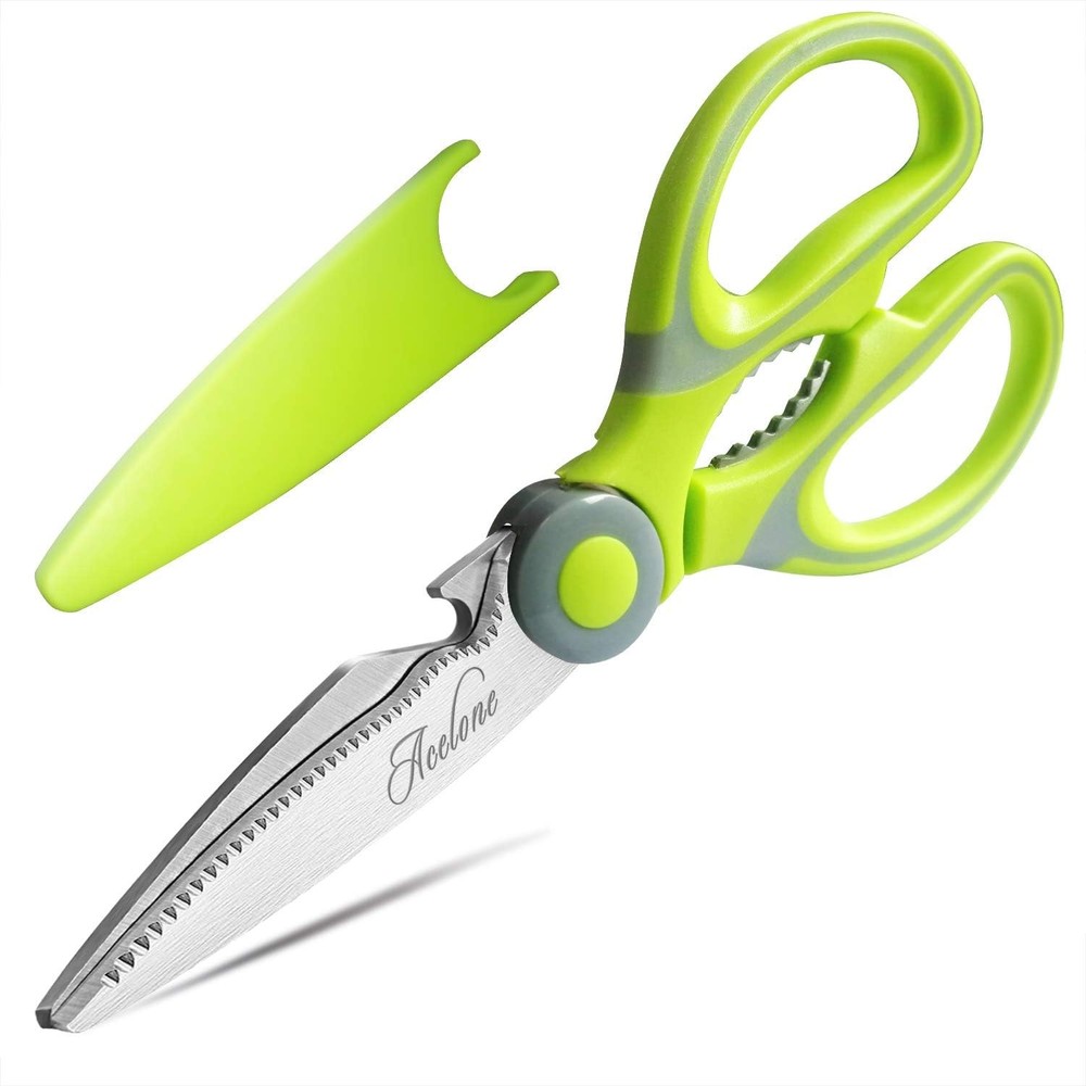 Kitchen Shears, Acelone Premium Heavy Duty Shears Ultra Sharp Light Green