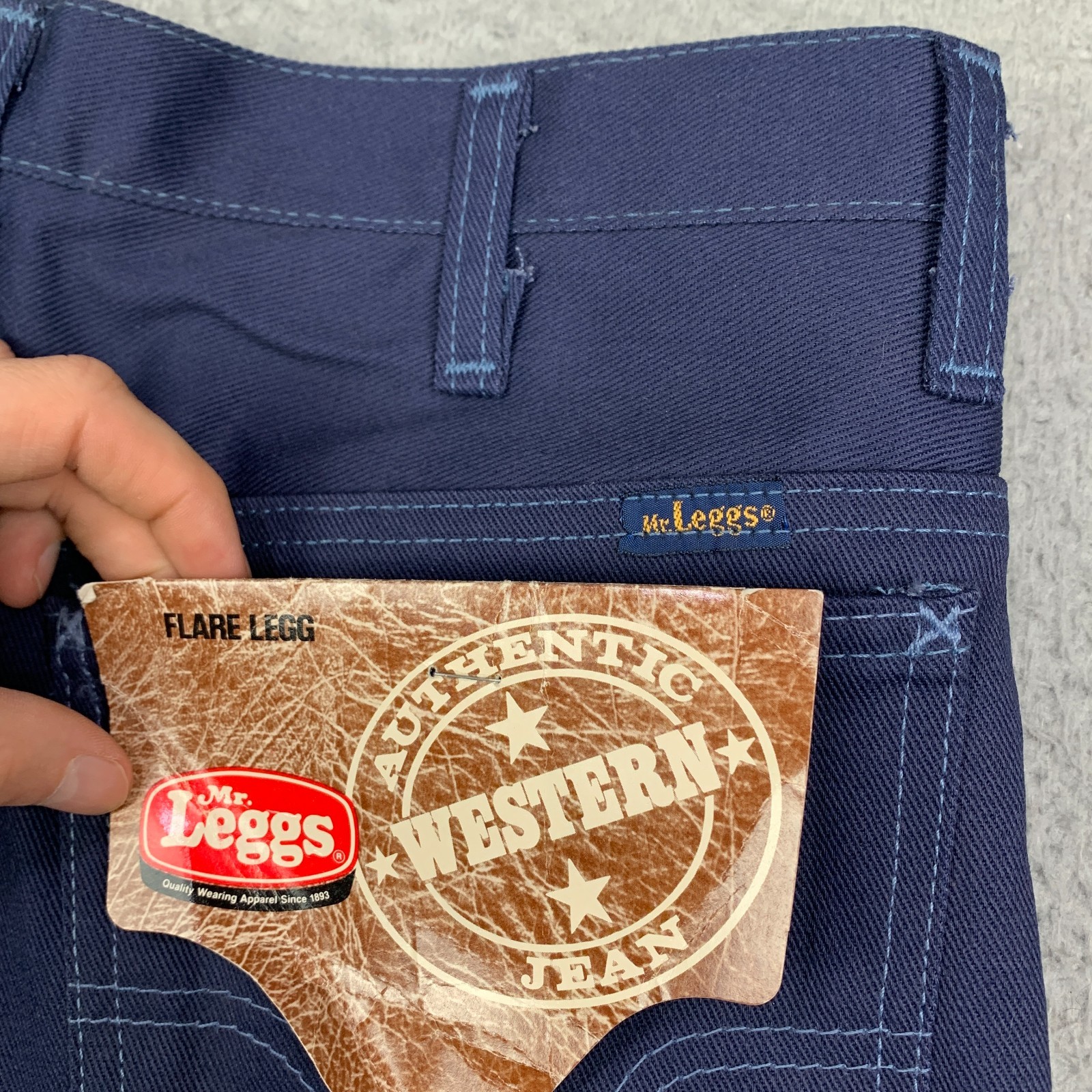 Vintage 70s Mr Leggs Flare Pants Men’s 32x31 Navy Deadstock 1970s NEW