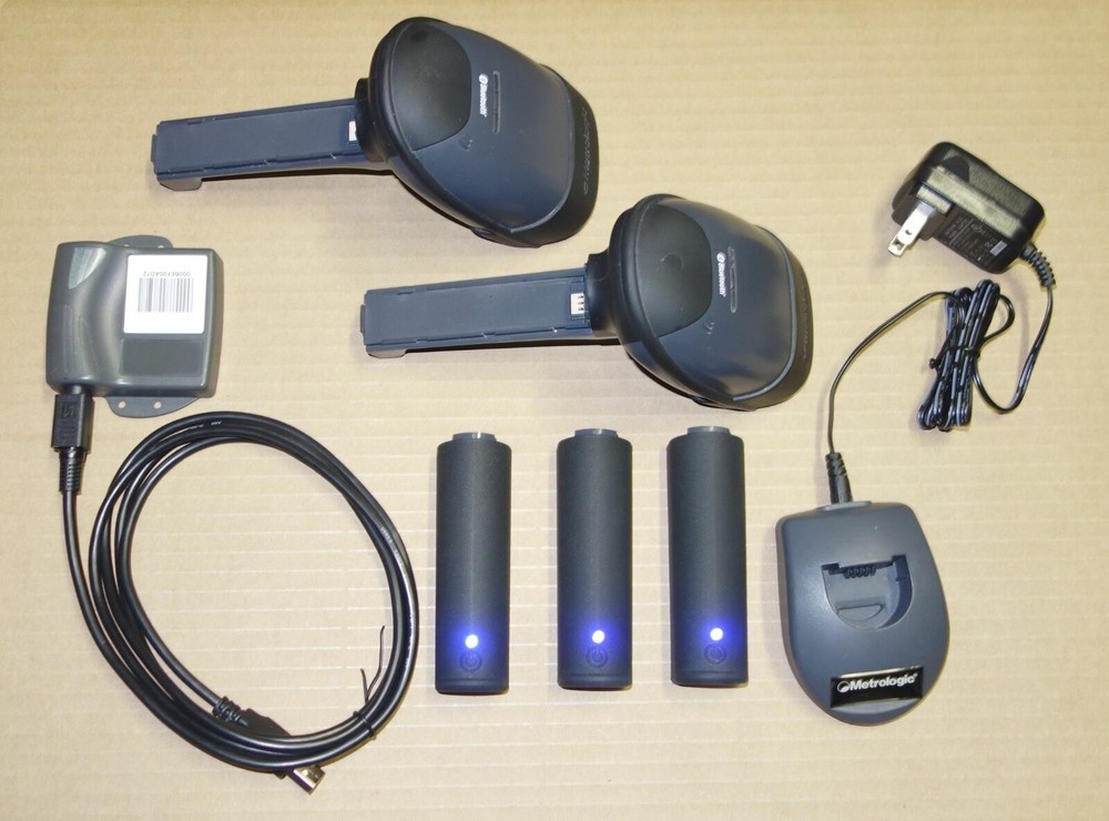 2x Metrologic MS1633 Wireless Bluetooth 2D Scanner USB SET +3 Battery +CodeXML
